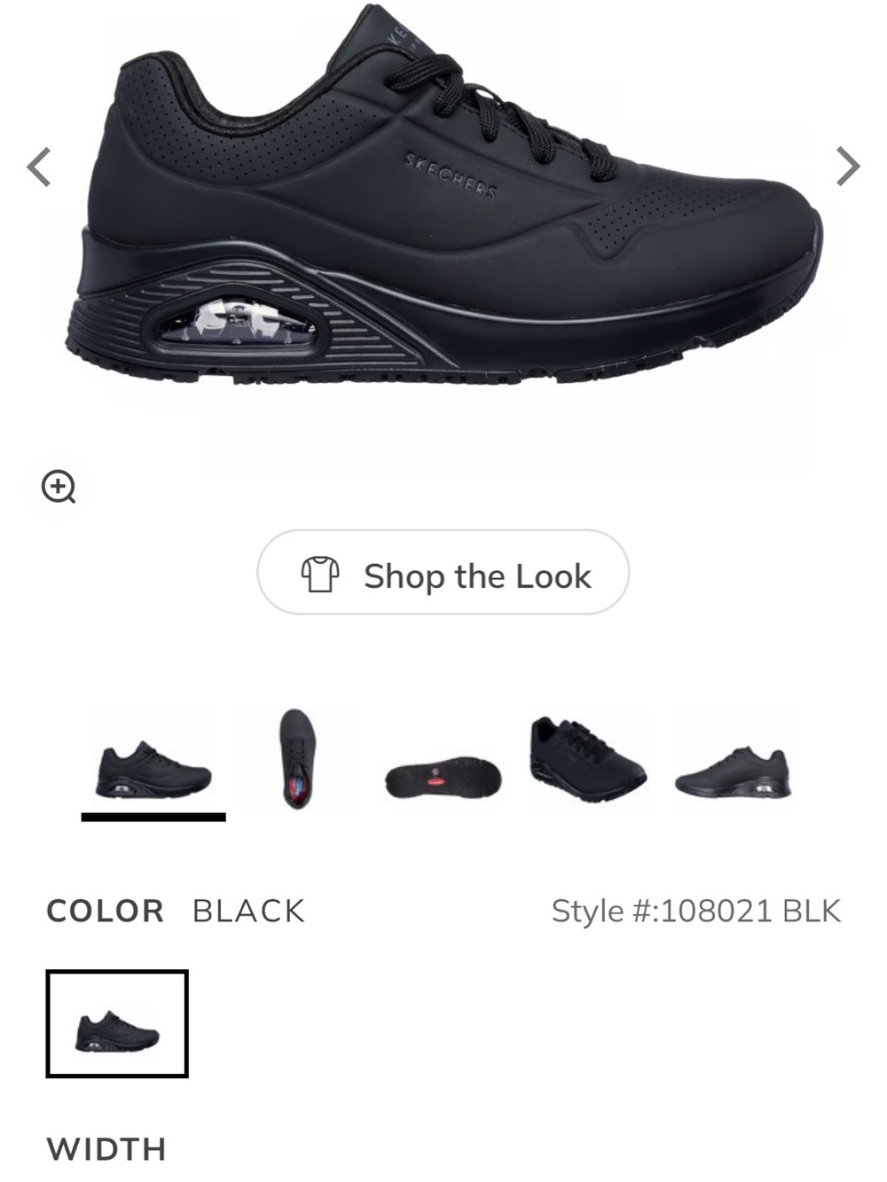 Skechers Uno SR Women’s 8 Wide All-Black Air-Cushion Work Lace-Up Sneaker